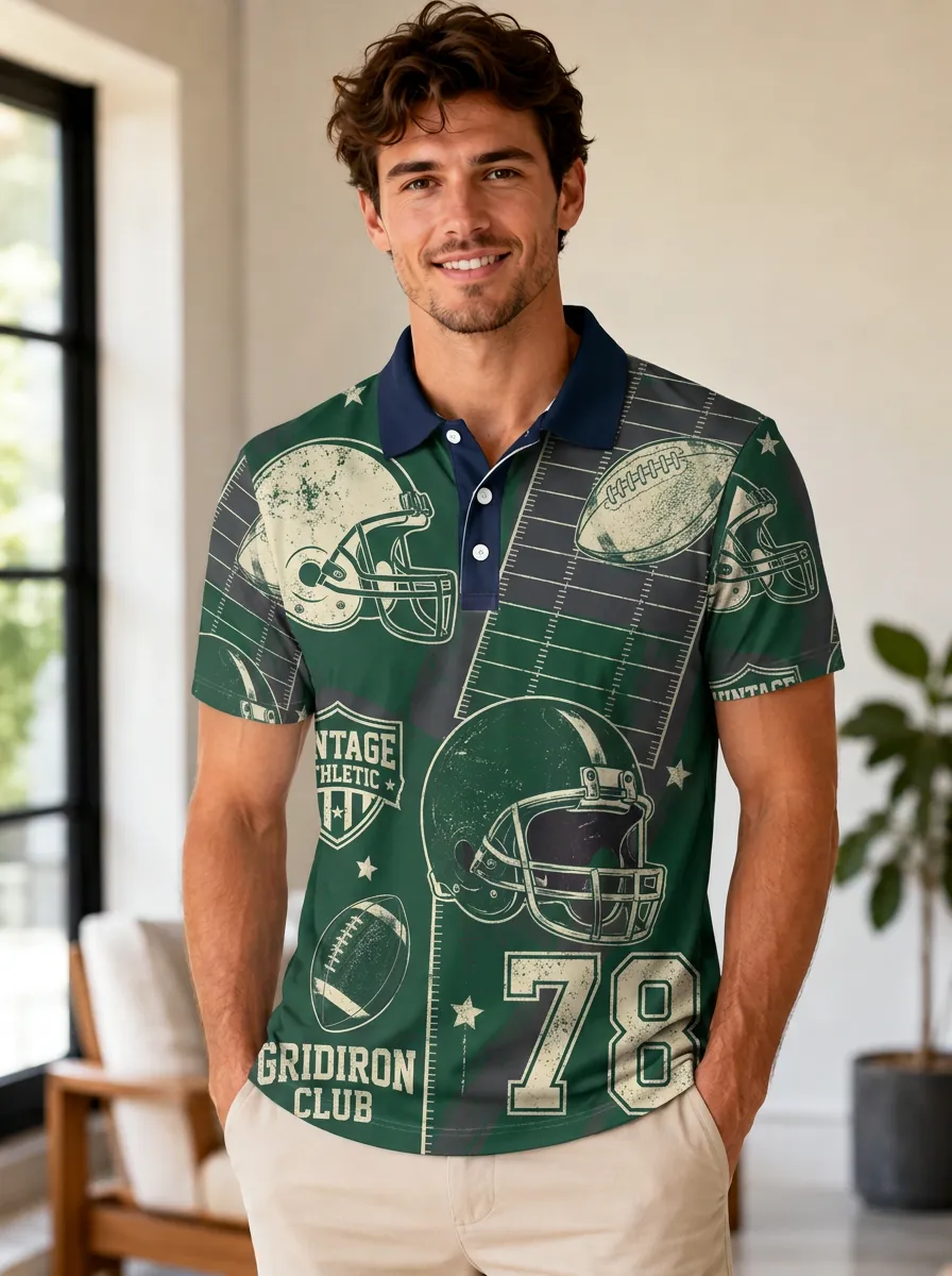 Men's Gridiron Vintage Polo Shirt
