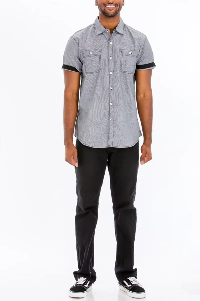 Black Striped Button-Up Shirt
