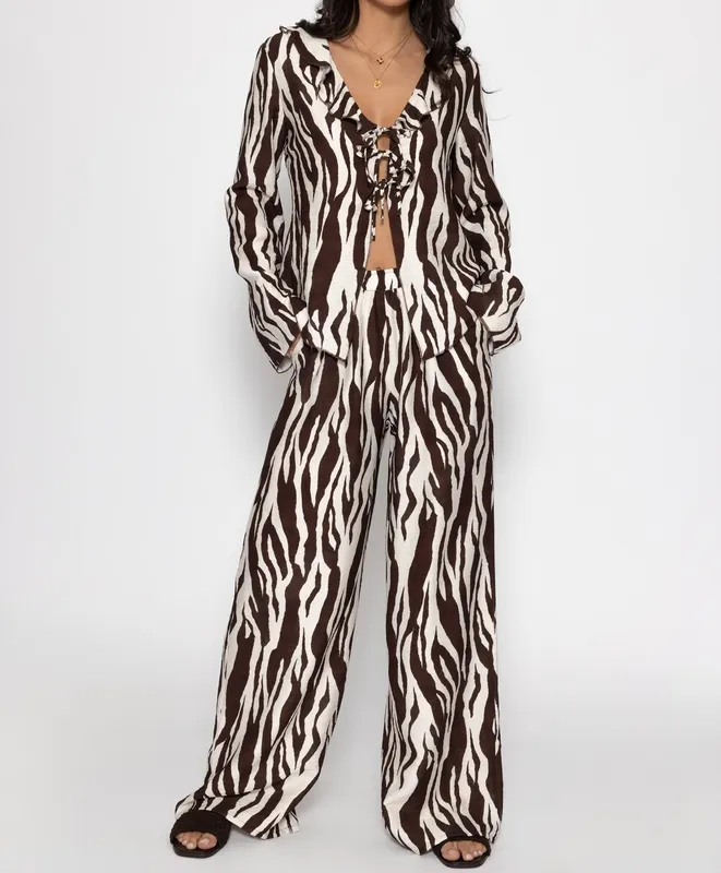Brown Print Everyday Pants
