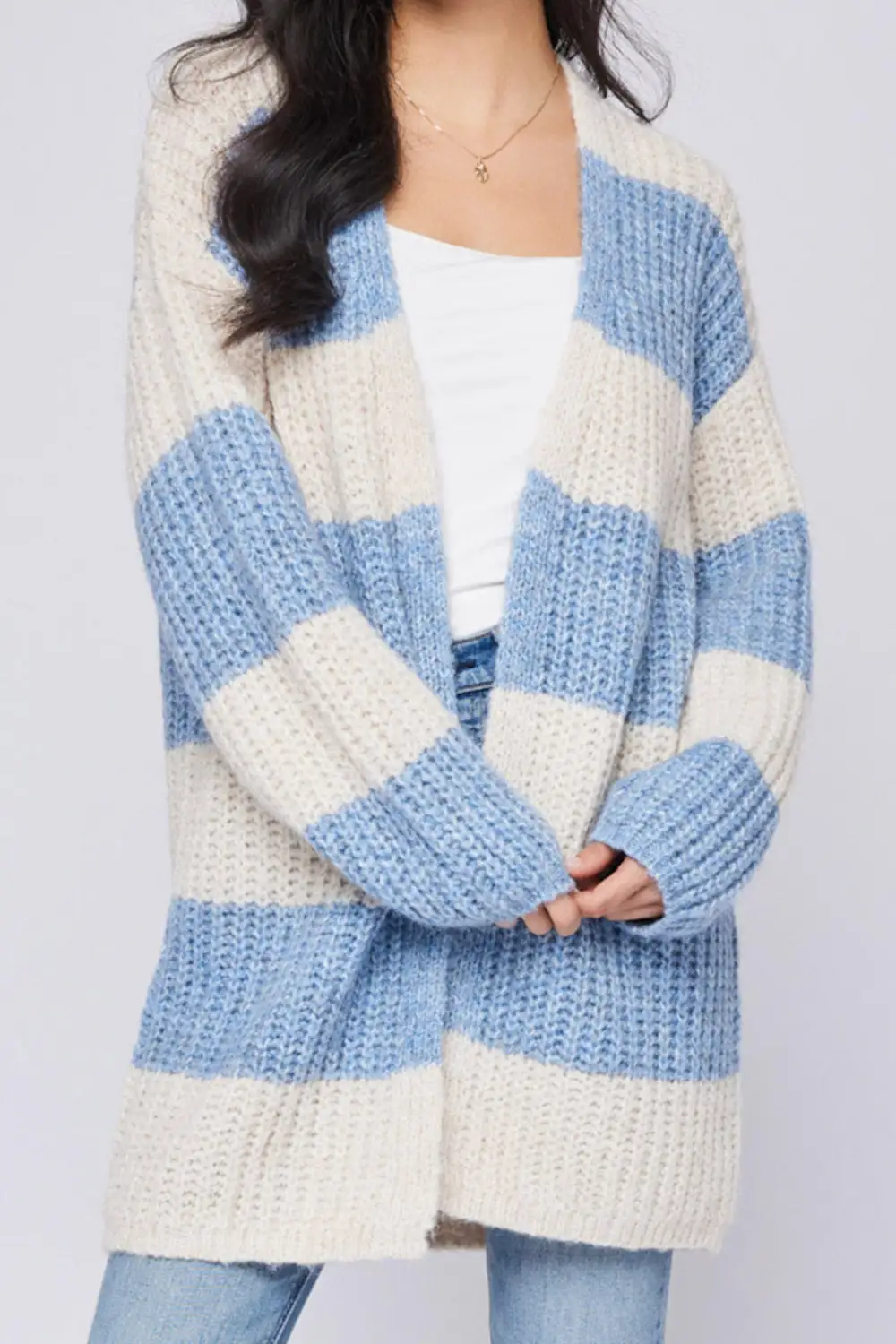 Striped Ribbed Oversized Relaxed Cardigan