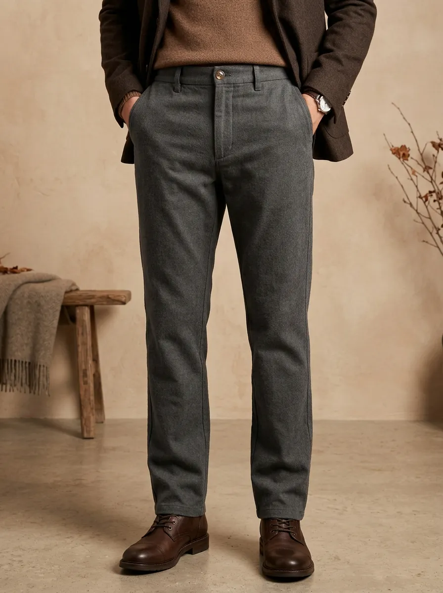 Men's Winter Structured Wool-Blend Trousers