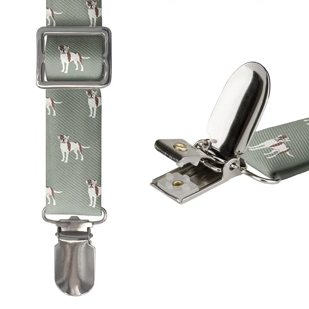 Clean Neat Bulldog Dog Theme Suspenders