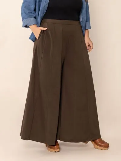 Plus Size Wide Leg Pants With Pocket