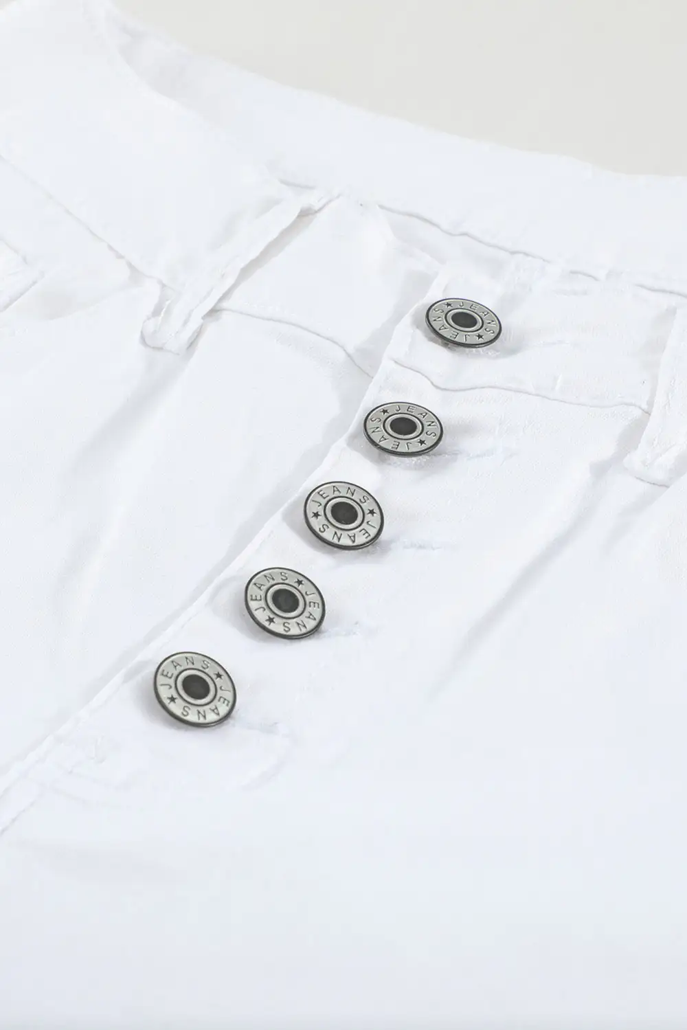 High Waist Buttons Frayed Cropped Denim Jeans