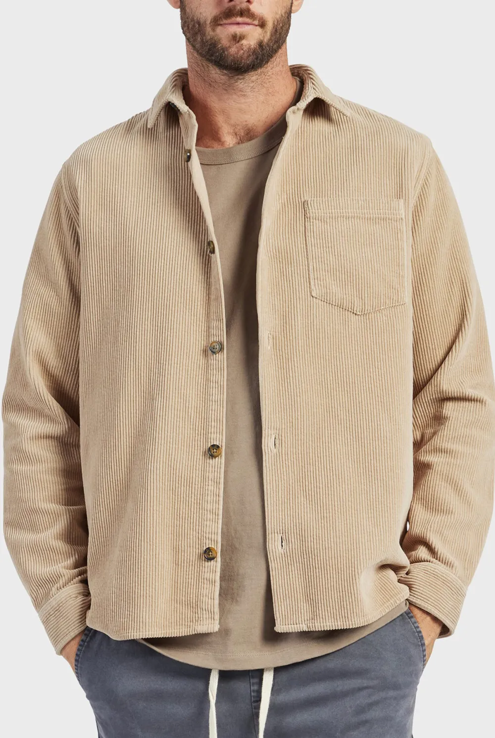Cotton Cord Overshirt-Navy