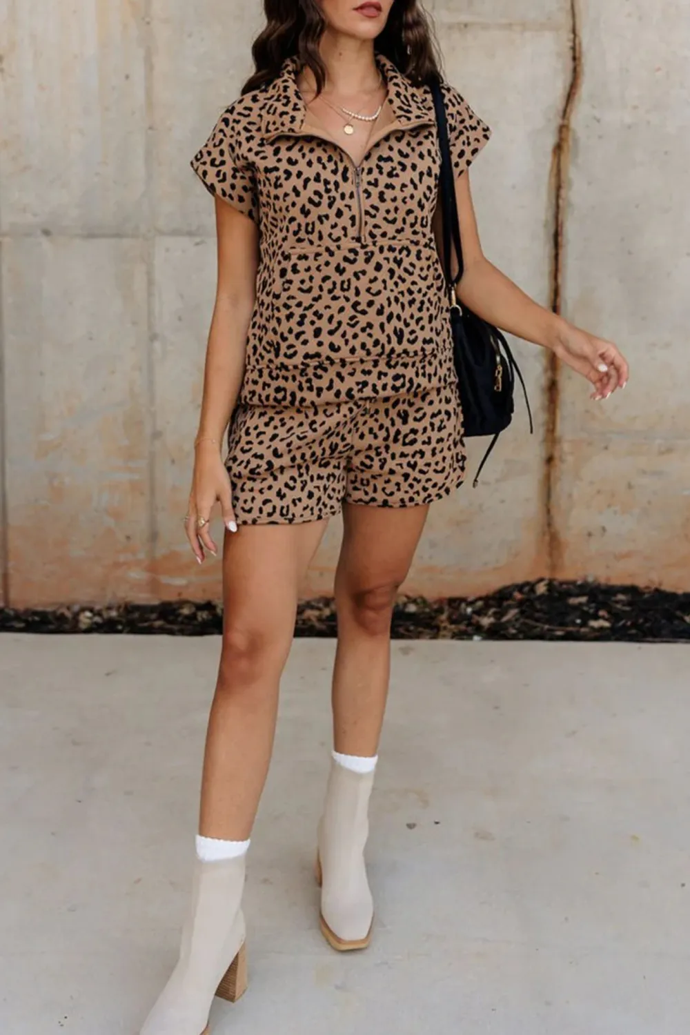 Drawstring Leopard Print Shorts