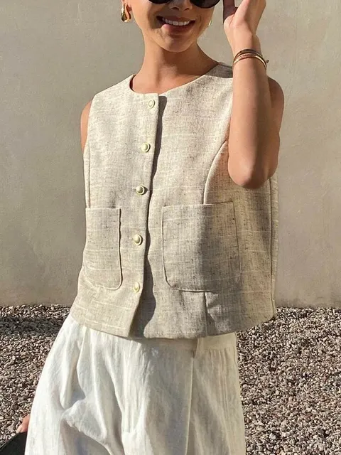 Khaki Pocket Casual Vest