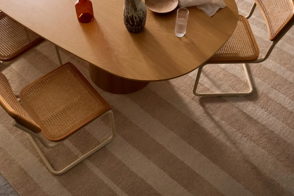 Wool Striped Contemporary Layered Area Rug