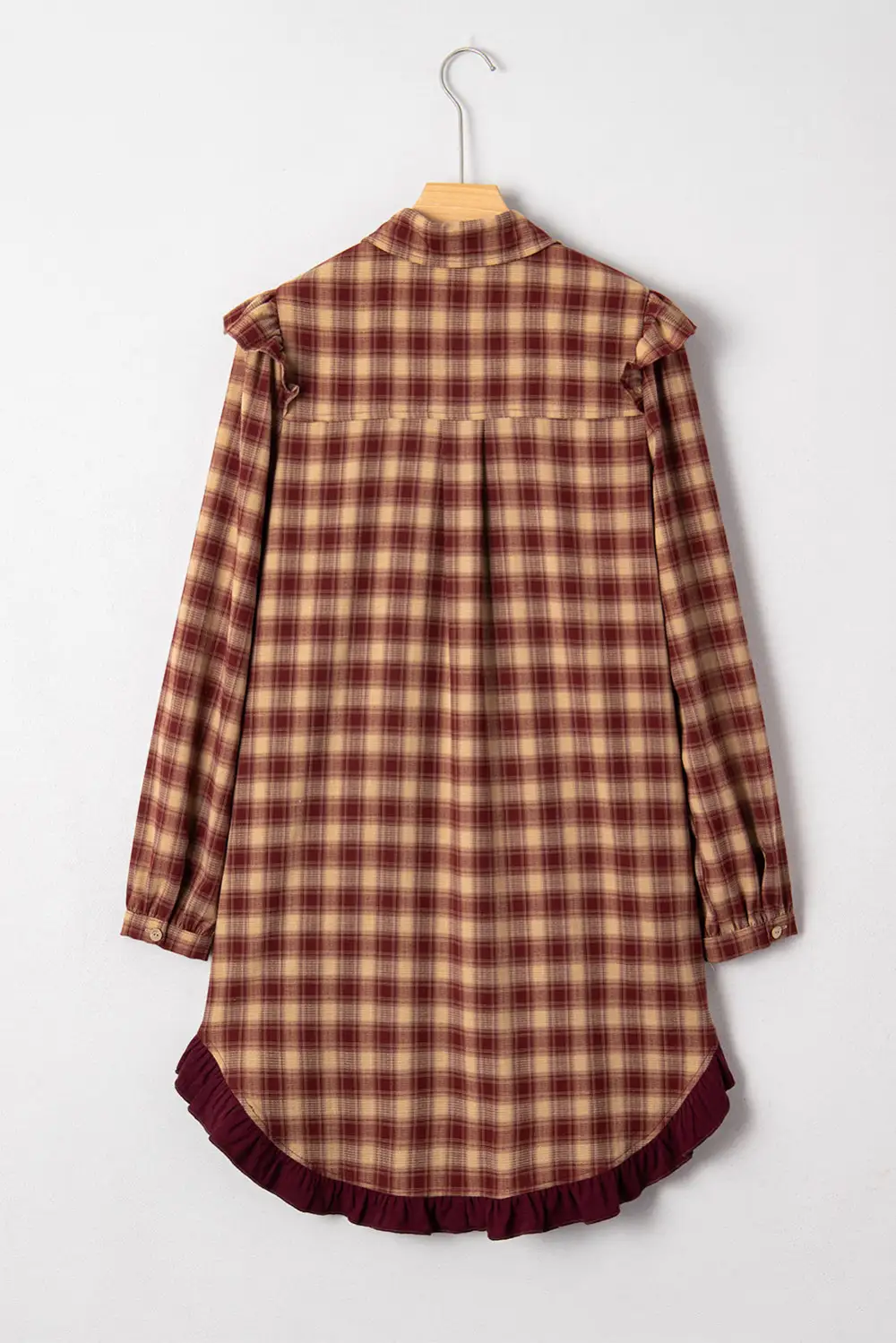 Gathered Detail Plaid Patchwork Ruffle Mini Dress