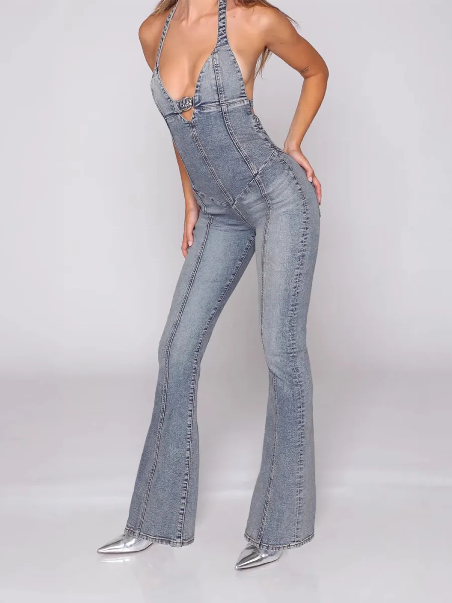 Anouk Sleeveless Paneled Denim Jumpsuit