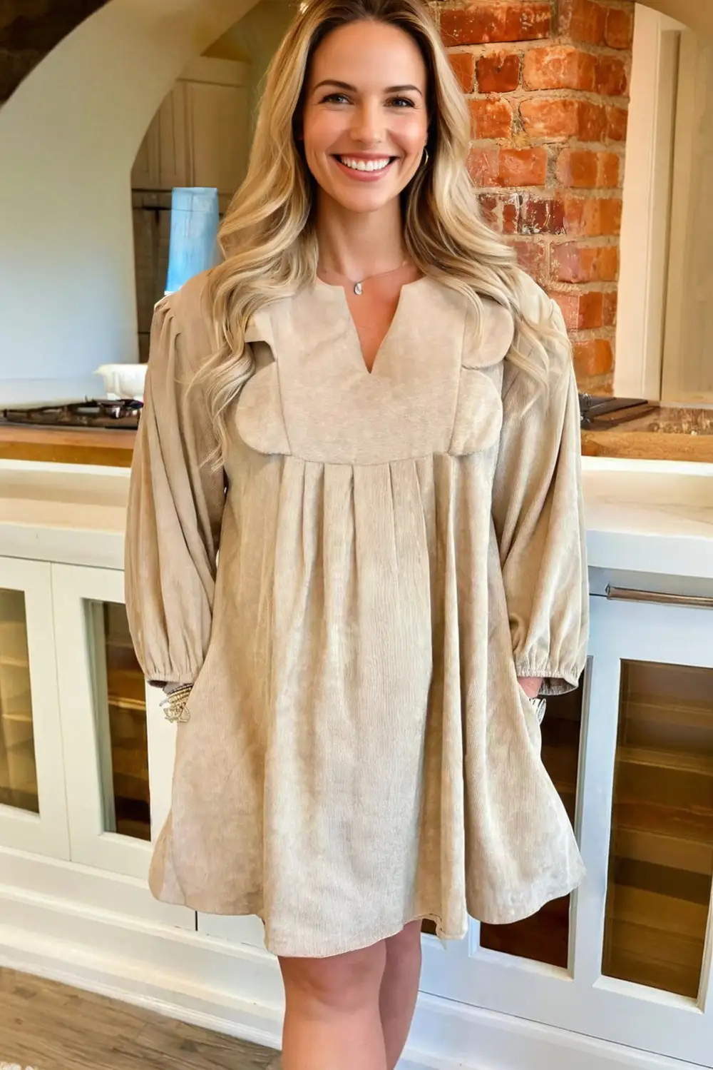 Split Neck Mini Dress