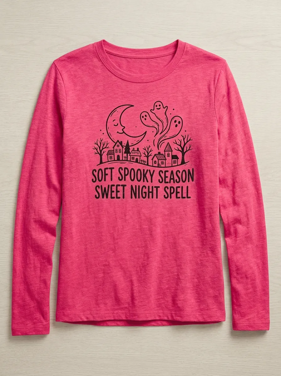 Moon Halloween Cotton Linen Long Sleeve Top