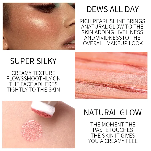 6 Colors Vegan Cruelty Free High Pigment Long Lasting Face And Body Liquid Highlighter