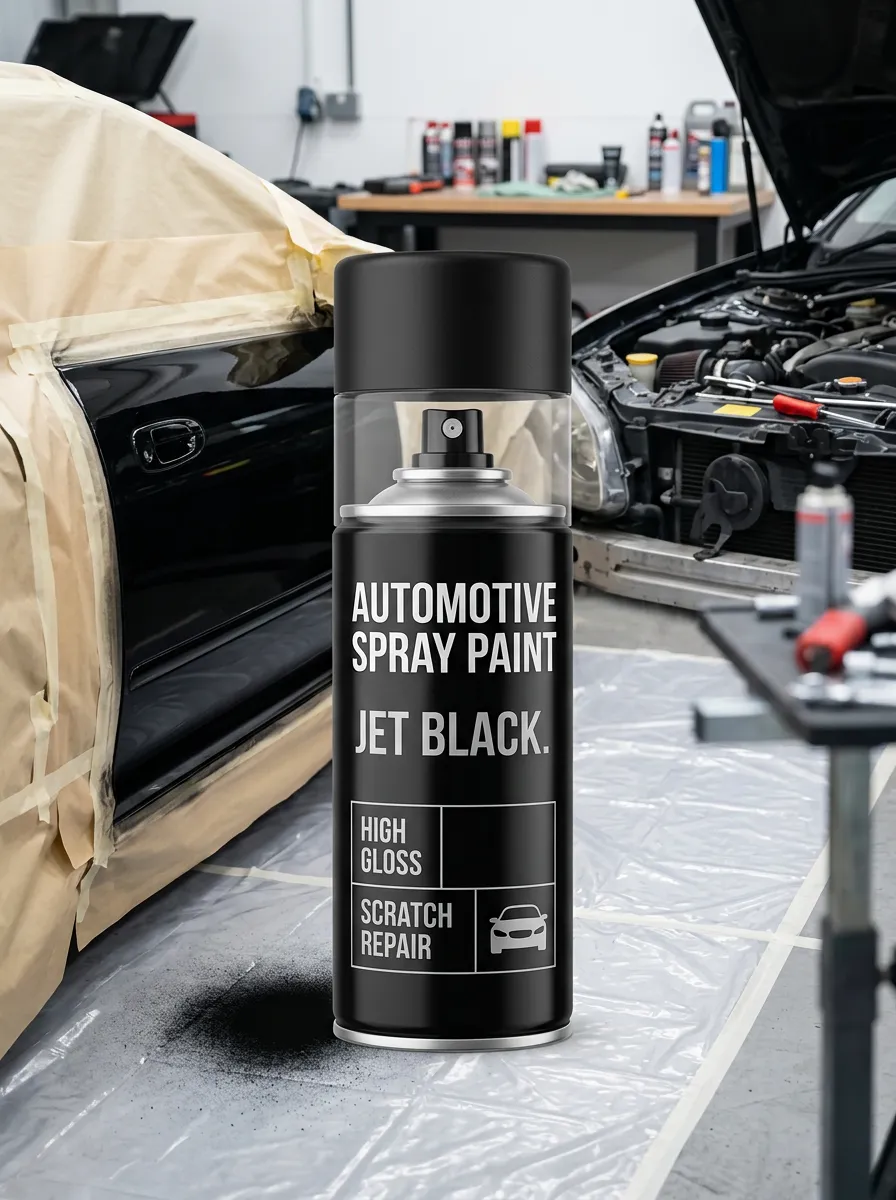 Jet Black High Gloss Automotive Scratch Repair Spray