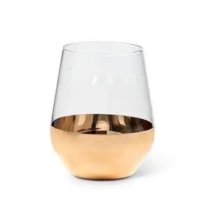 Metallic Band Stemless Wine Glasses
