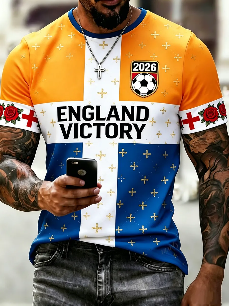 Men'S England 2026 Football Cheer Art Print T-Shirt