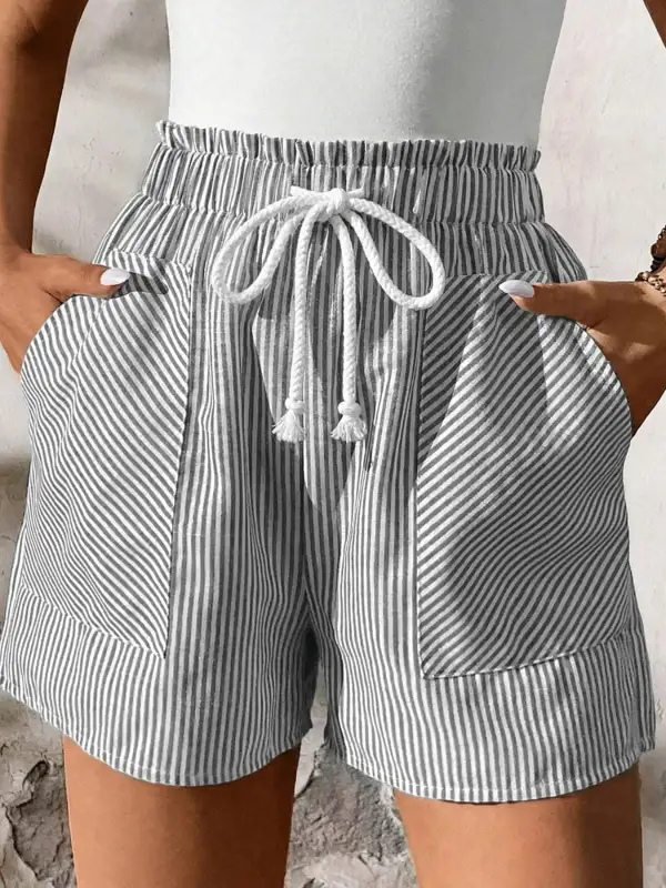 Elastic Waist Drawstring Waist Shorts
