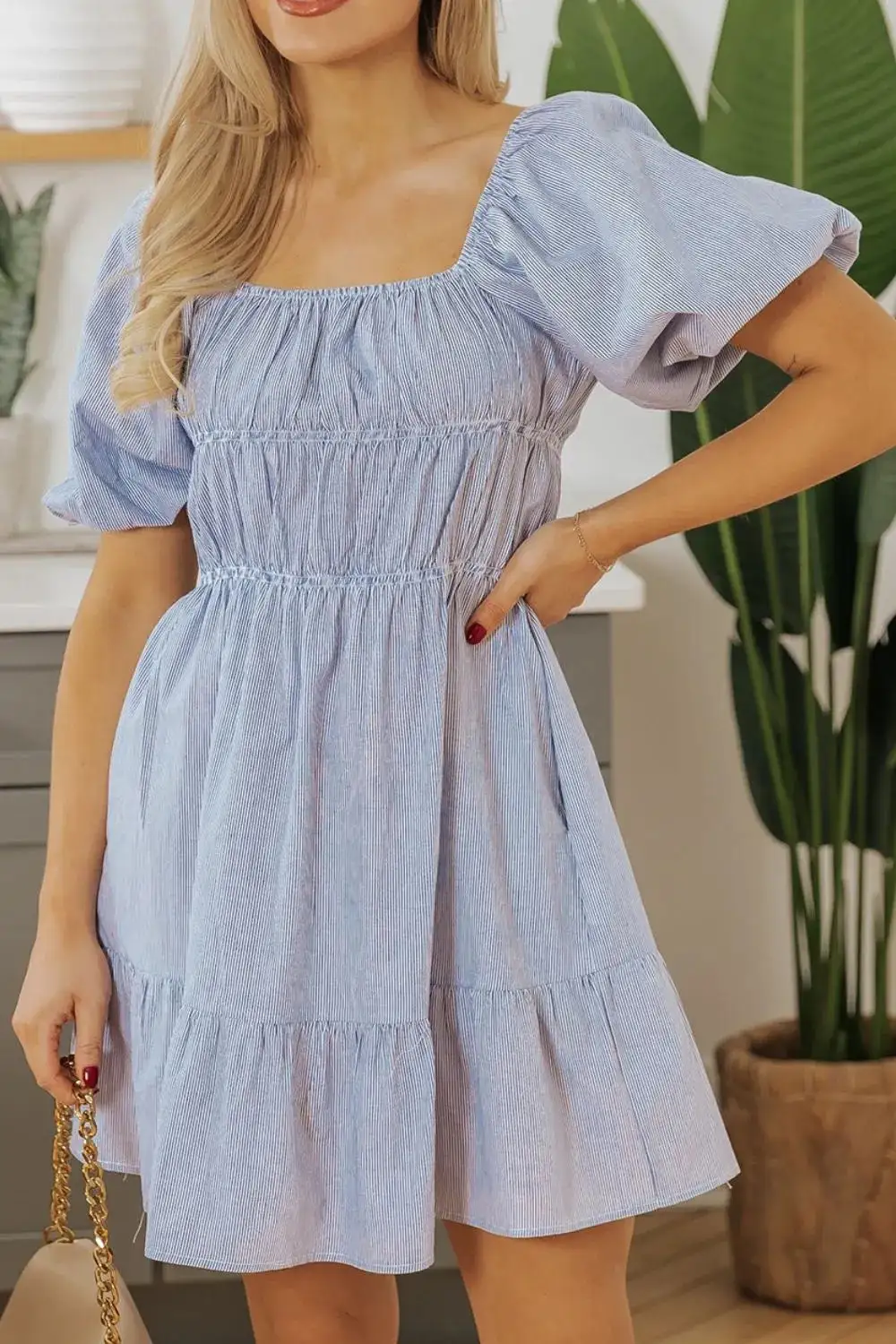 Soft Striped A-Line Dress
