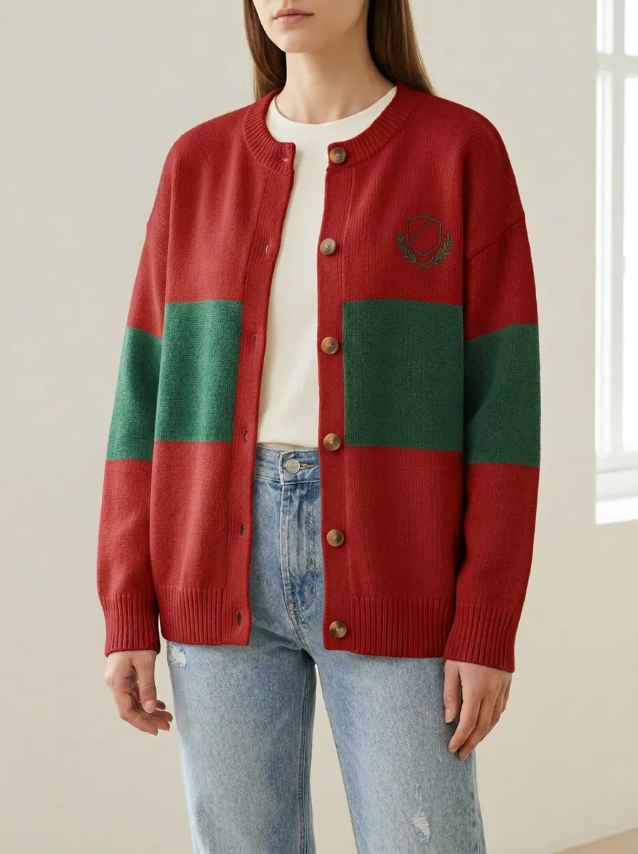 Rugby Shield Laurel Wreath Embroidered Cardigan