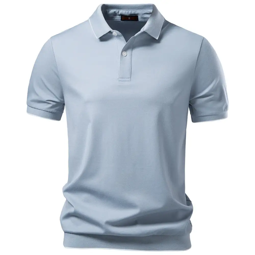 Ribbed Short Sleeve Cotton Polo Shirt
