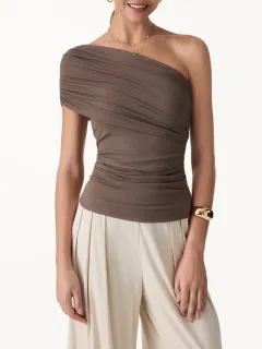 One Shoulder Gathered Bra Top