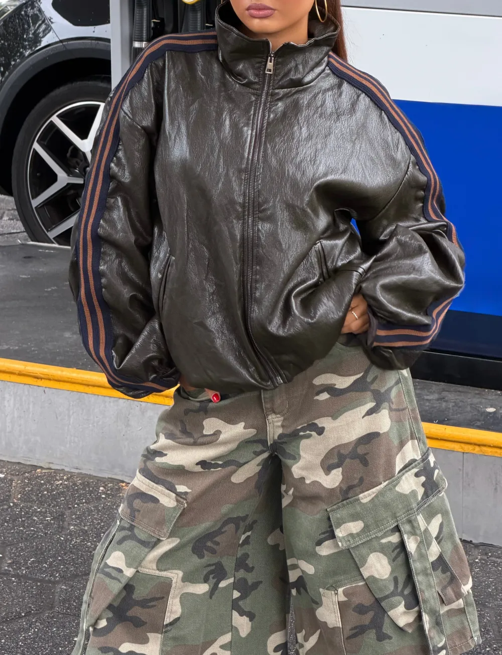 Vintage Leather Bomber Jacket