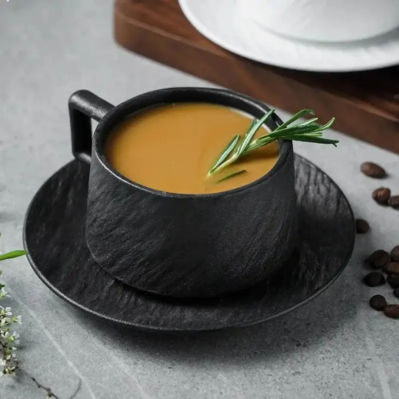 Textured Stone Finish Ceramic Coffee Cups