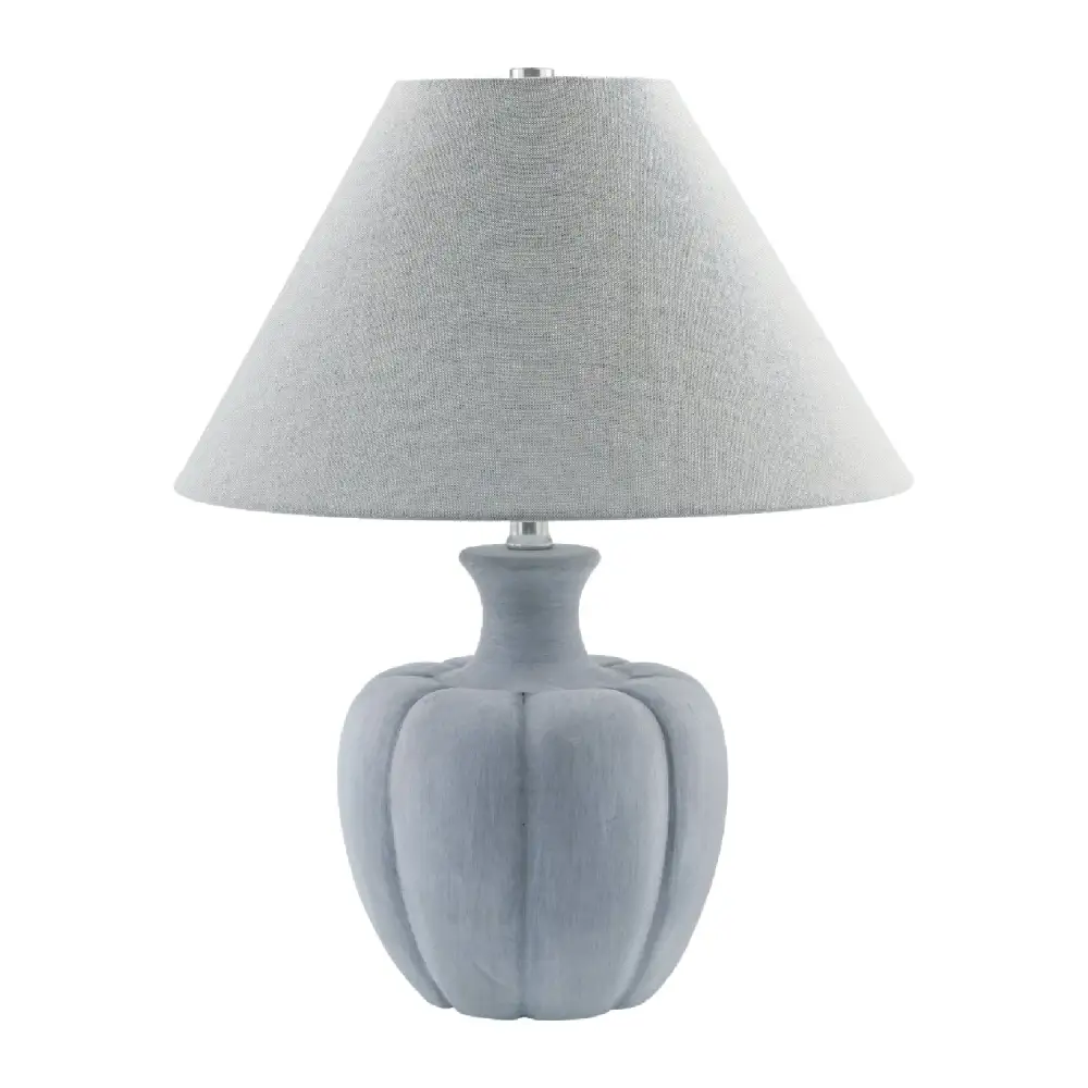 Painted Rounded Linen Shade Cement Iron Table Lamp