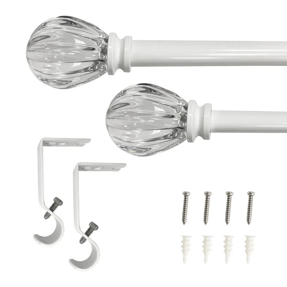 Adjustable Faceted Acrylic Finial Acrylic Curtain Rod