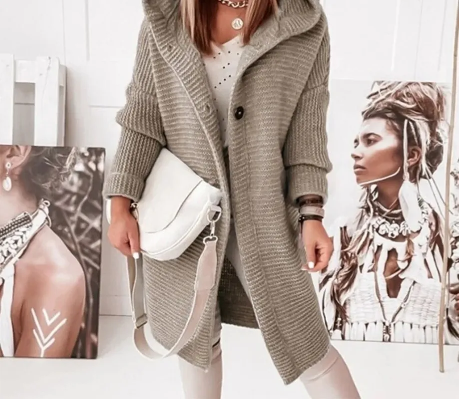 Hooded Long-Sleeve Winter Cardigan