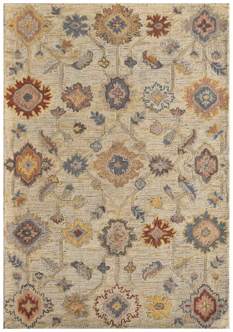 Artisan Design Hand Tufted Floral Oushak Inspired Wool Area Rug