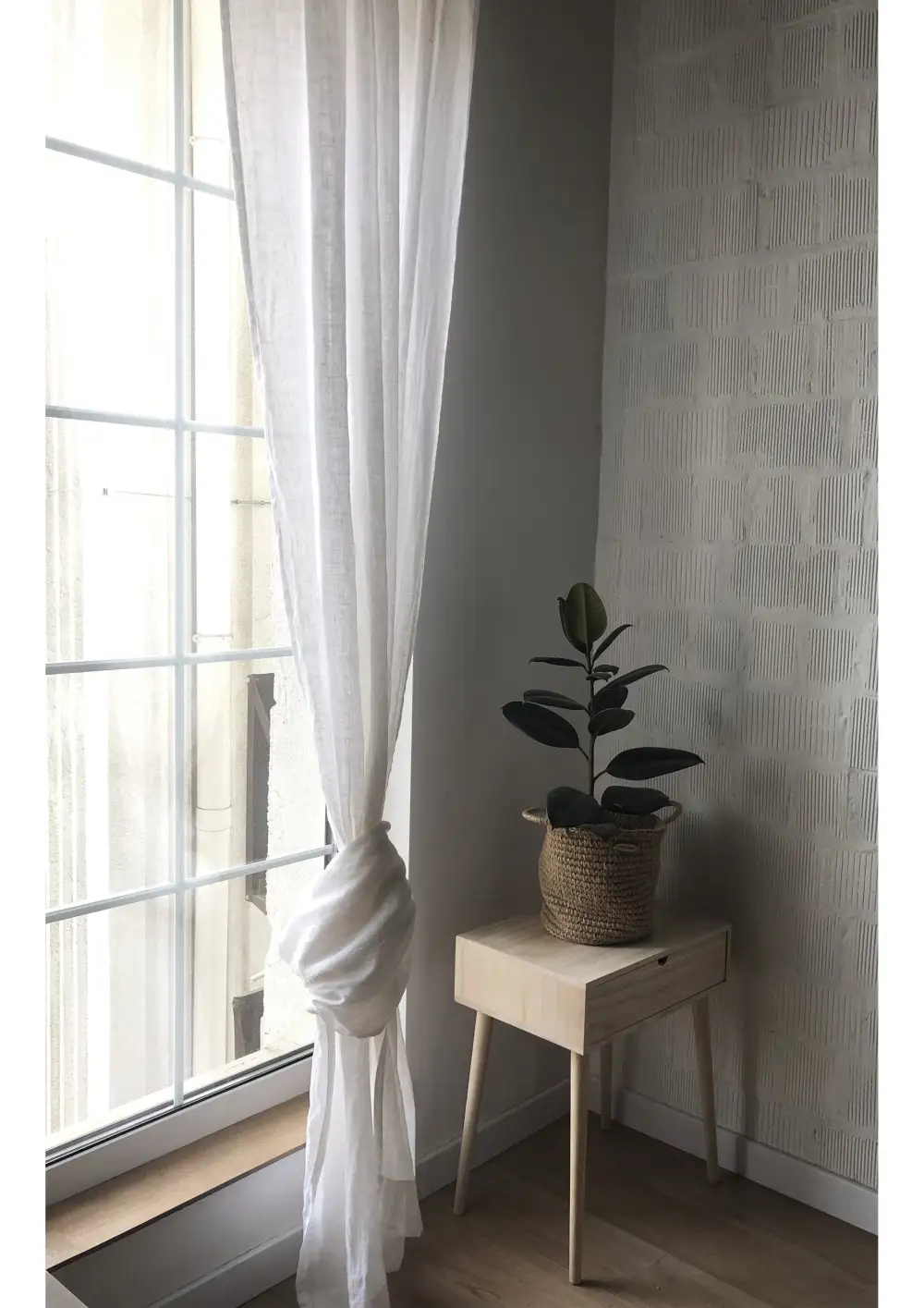 Voile Back Tab Linen Curtain