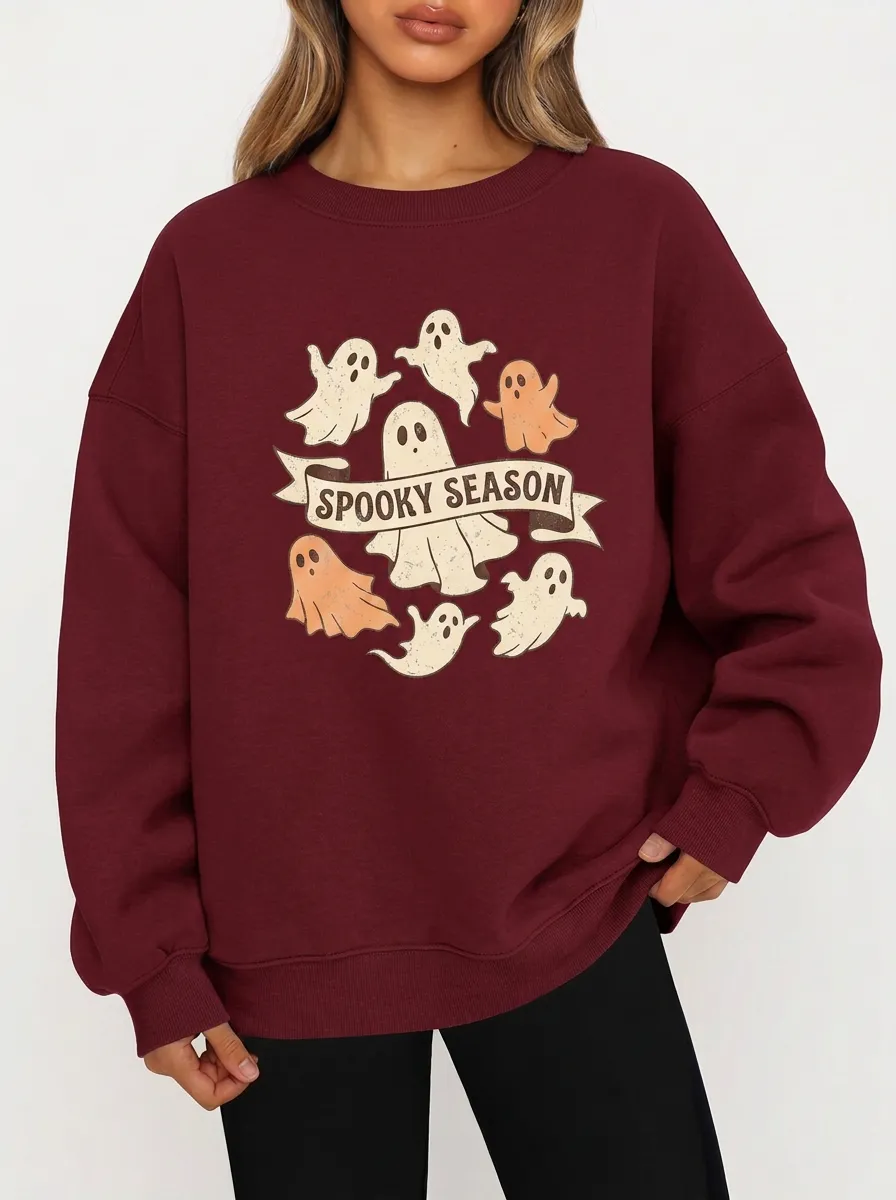 Women's Halloween Spooky Season Ghost Printed sweatshirt