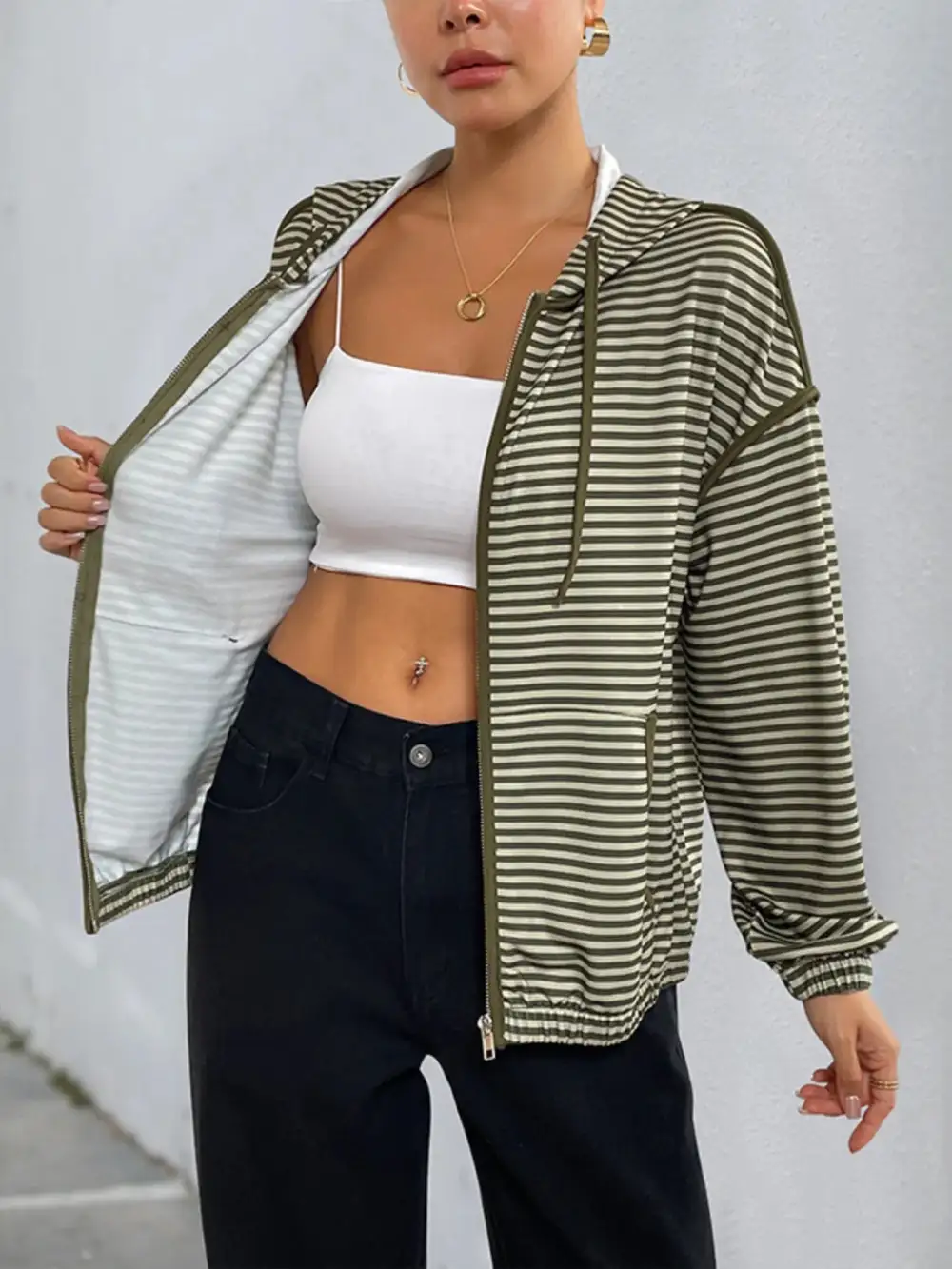 Drawstring Buttoned Pocketed Oversized Hoodie