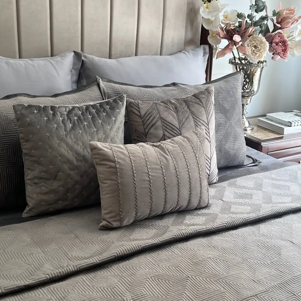 Dark Grey Velvet Bedspread
