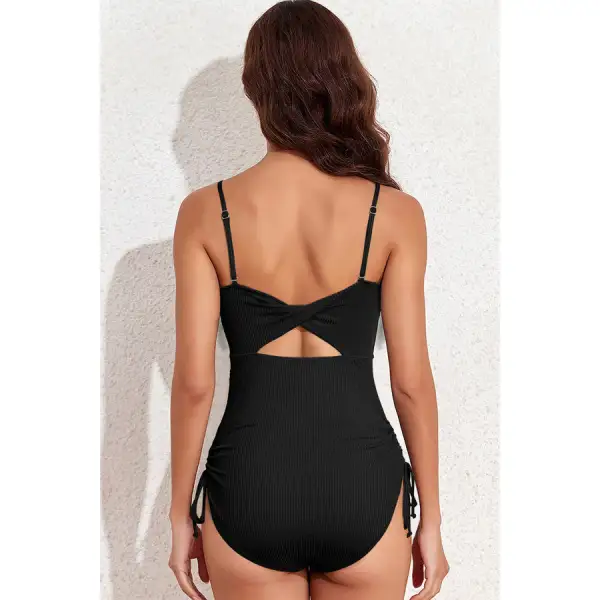 Women's Sporty Drawstring One-Piece Swimsuit
