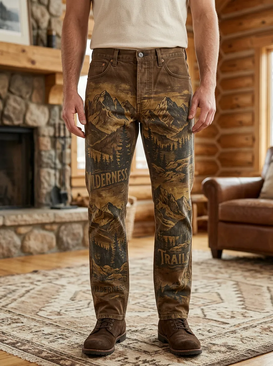Men's Wilderness Trails Mountain Forest Printed Pants
