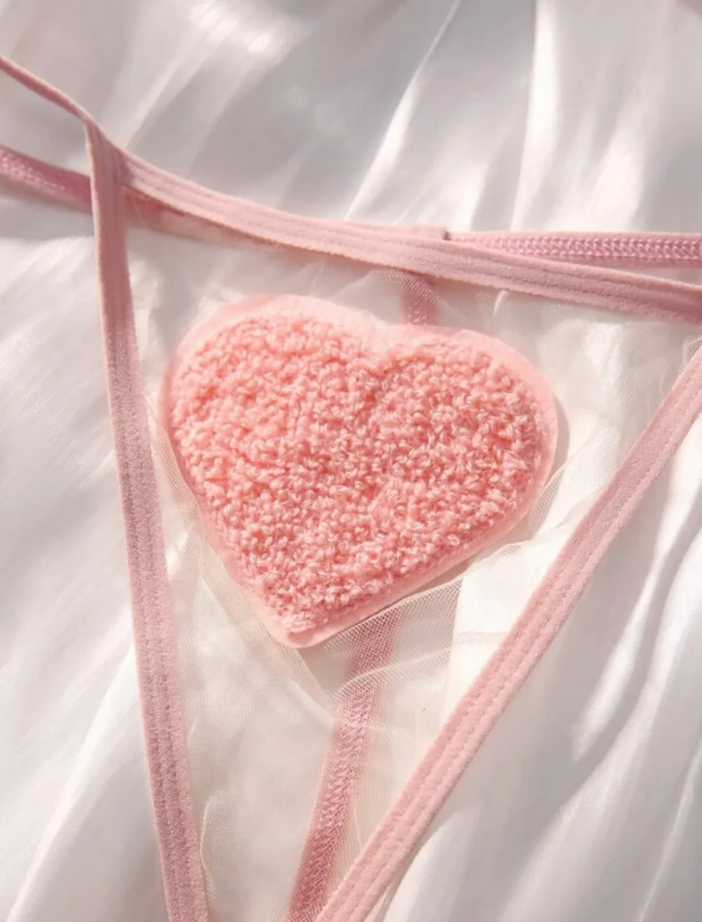 Heart Embroidered Lace Lingerie Set
