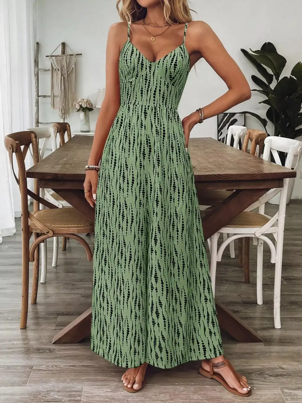 Spaghetti Strap Wide Leg Jumpsuit Accessory