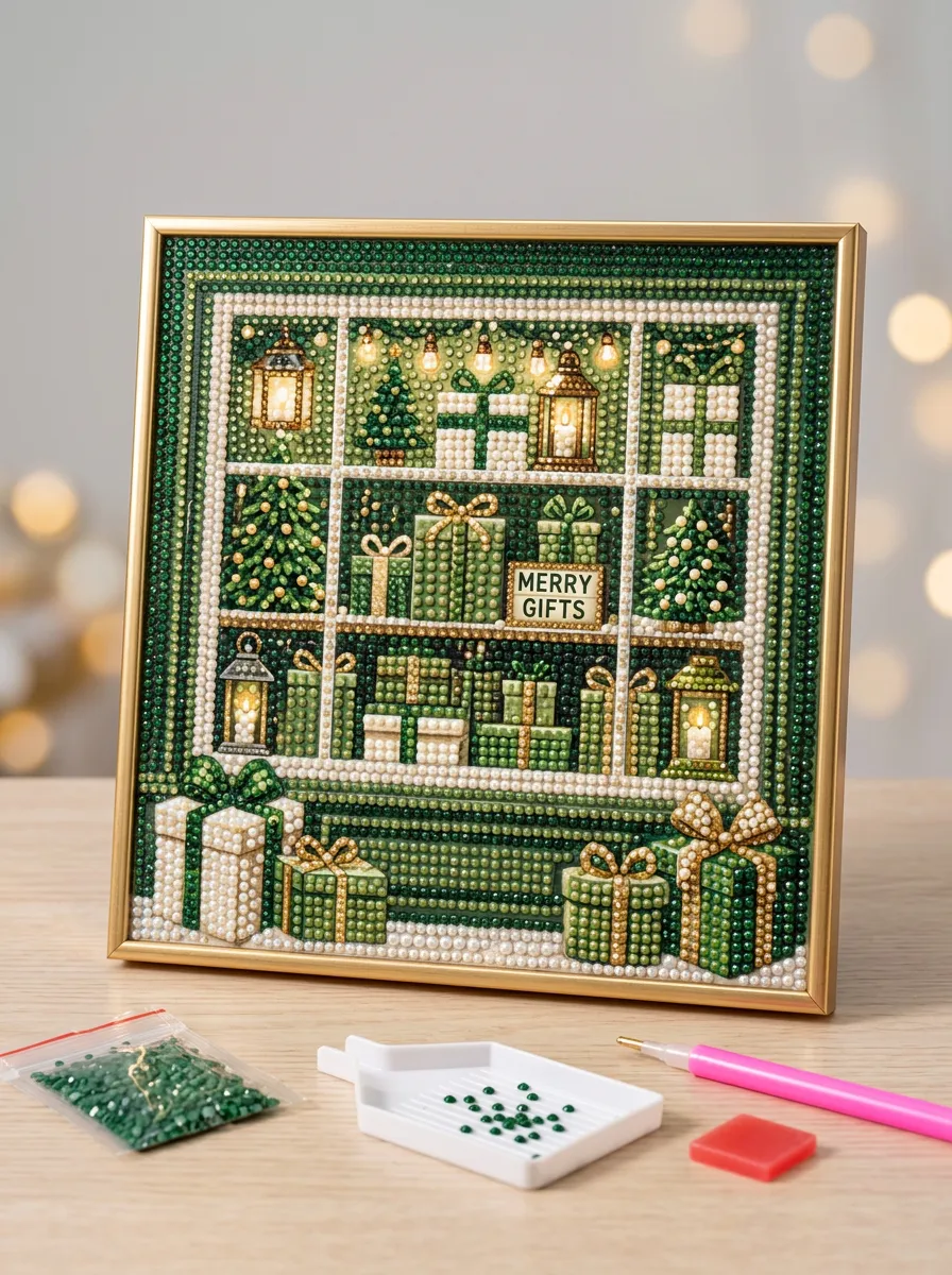 Gift Shop Window Lighted Christmas DIY Diamond Painting Kit