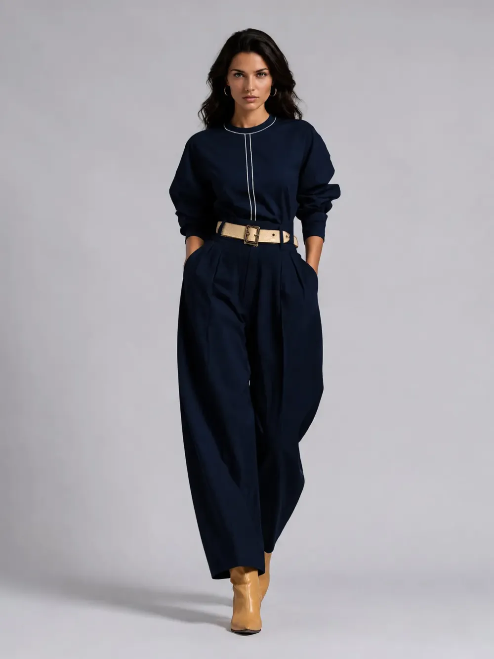 Brooklyn Simple Style Loose Long-sleeved Two Piece Set