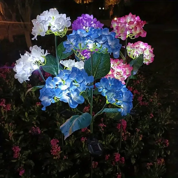 Solar Hydrangea Garden Stake Light