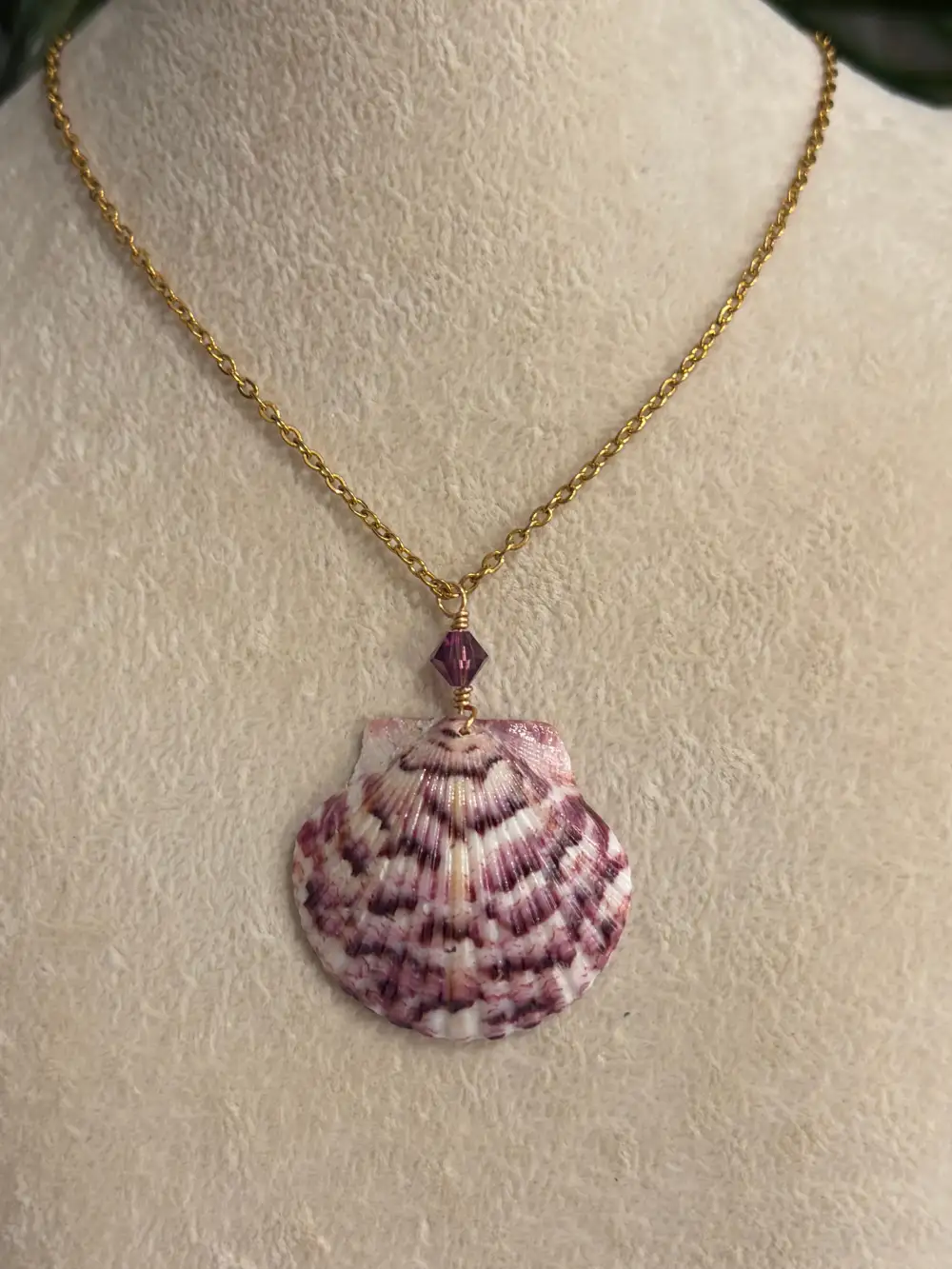Coastal Crystal Calico Shell Necklace