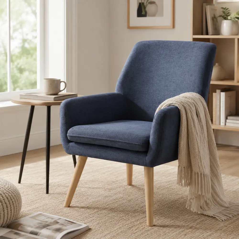 Wood Leg Everyday Linen Armchair