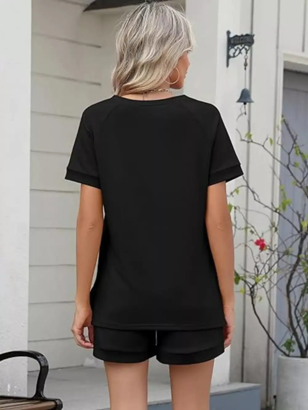 Short Sleeve Top Shorts Two Piece Set