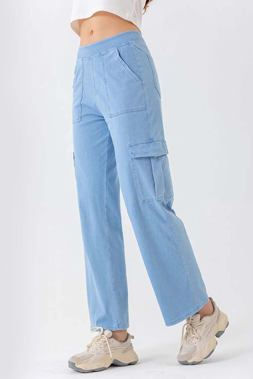 Button Fly Pocket Long Denim Jeans