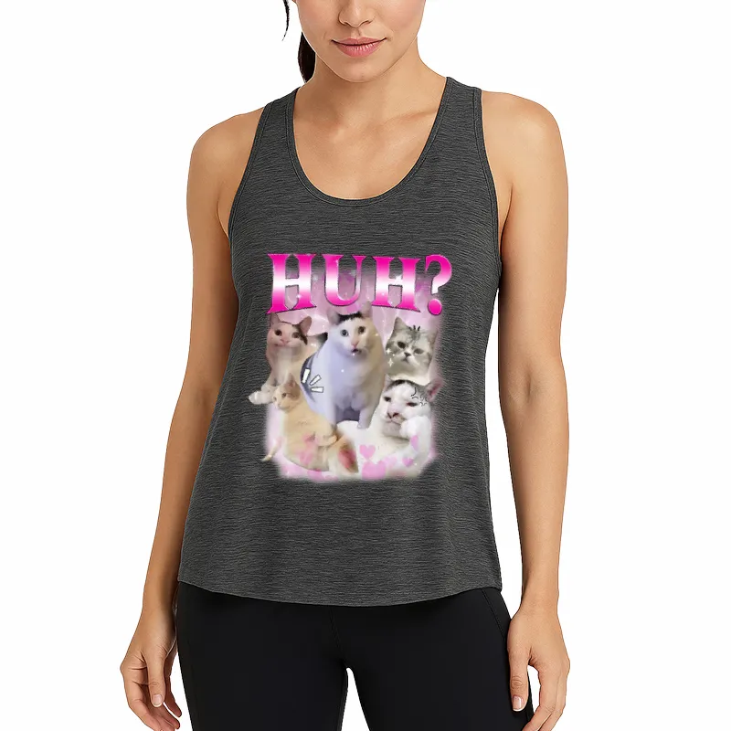 Huh Funny Cat Meme Athletic Tank