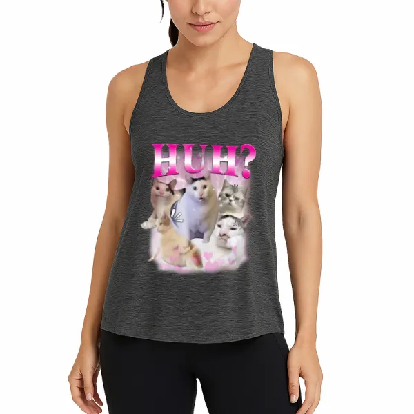 Huh Funny Cat Meme Athletic Tank