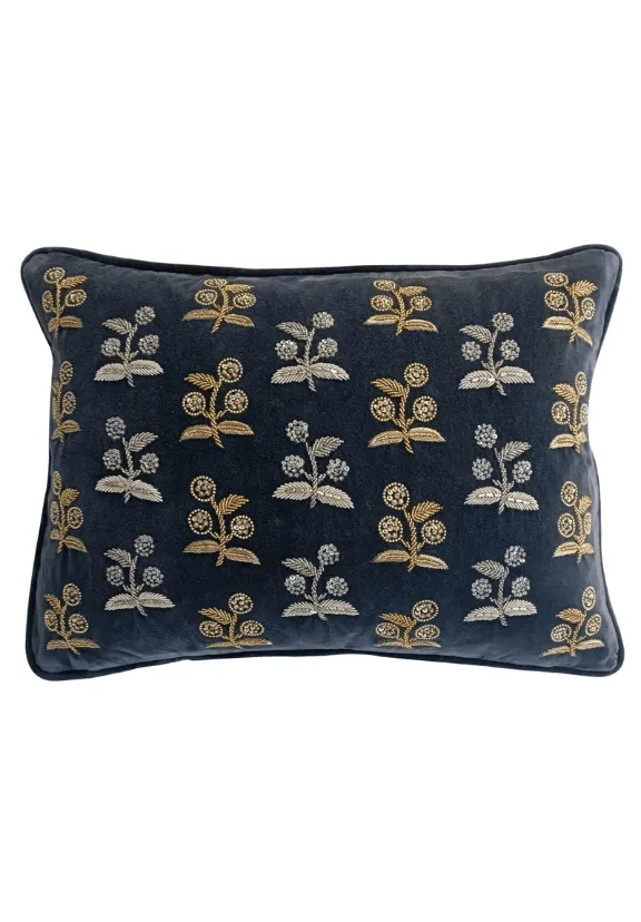Artisan Accent Embroidered Velvet Decorative Cushion Cover