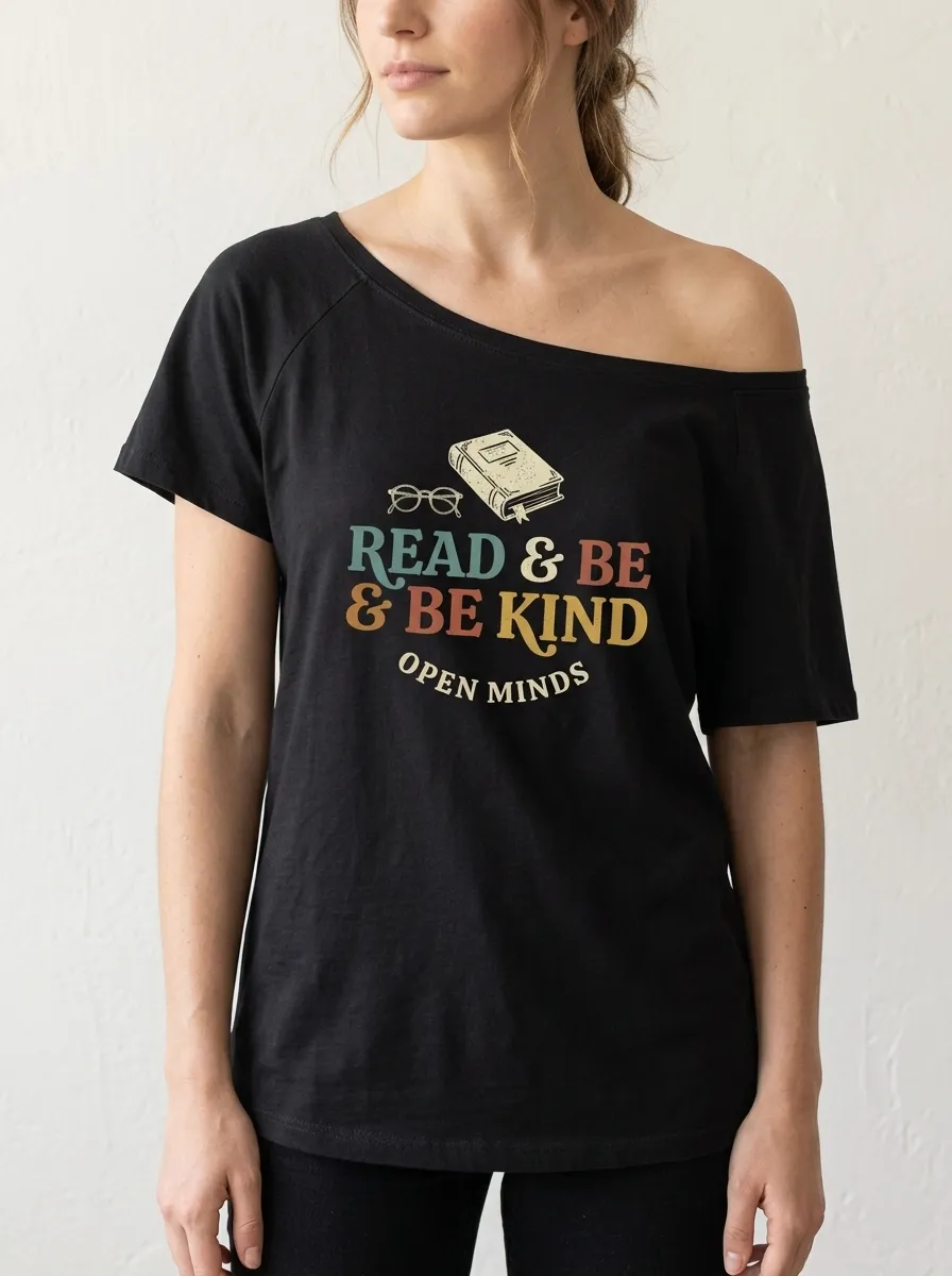 Women's Book Lover Read Be Kind Glasses Printed T-shirt